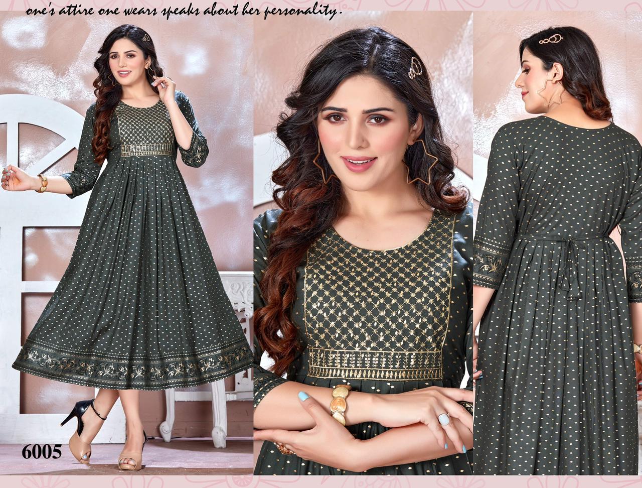 Golden Be Rich 2 Printed Rayon Anarkali Kurtis Catalog
